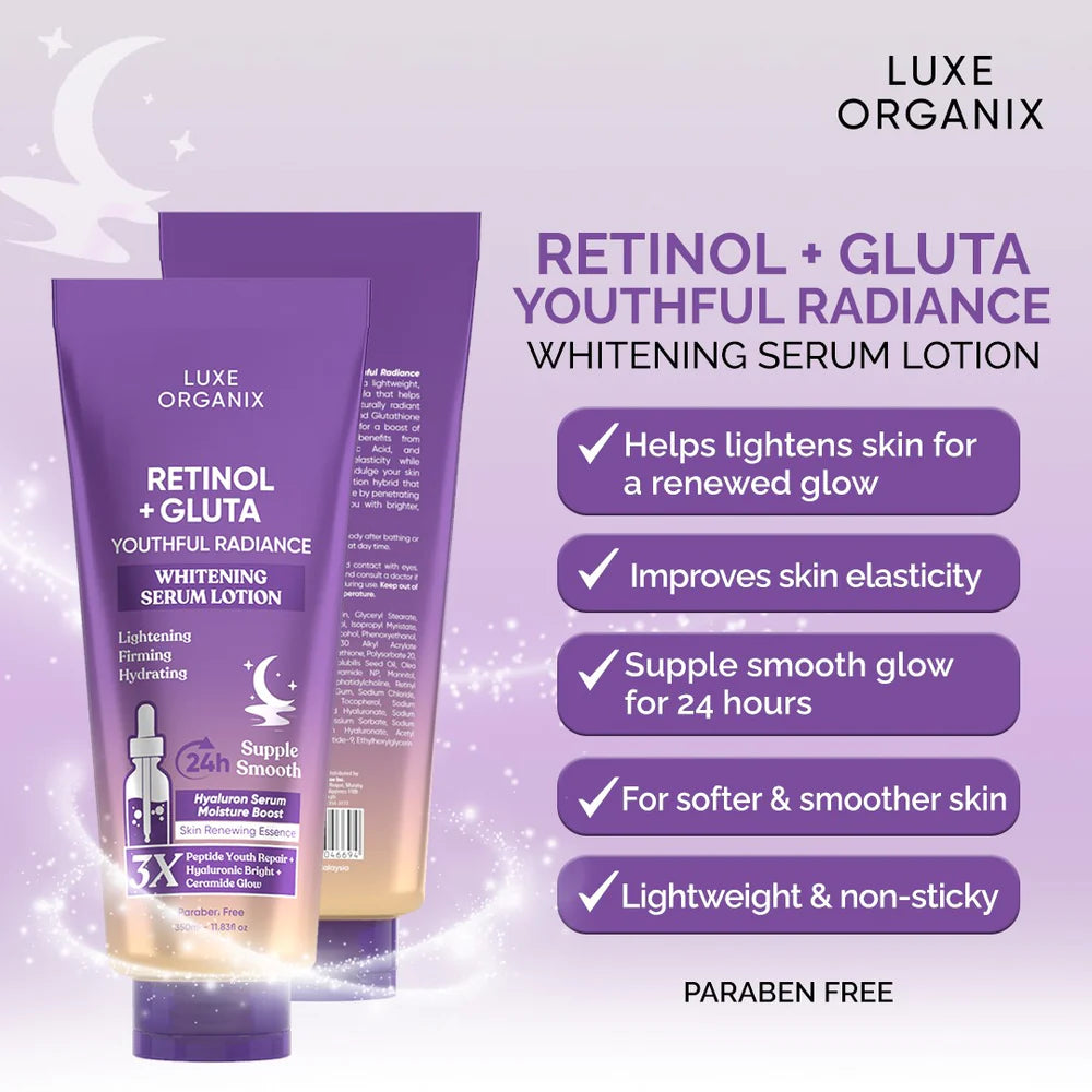 Luxe Organix Retinol + Gluta Whitening Serum Lotion 350 mls