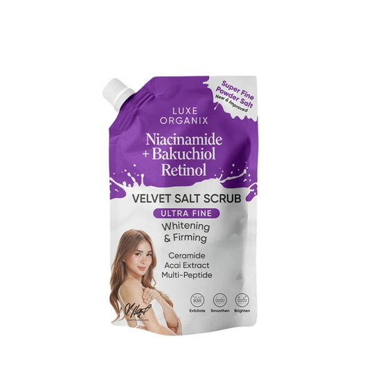 LUXE ORGANIX Niacinamide + Bakuchiol Retinol Velvet Salt Scrub 300g